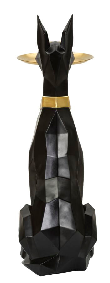 Estátua de Cão Pitbull GLAM – Preto e Dourado – Poliresina e Metal
