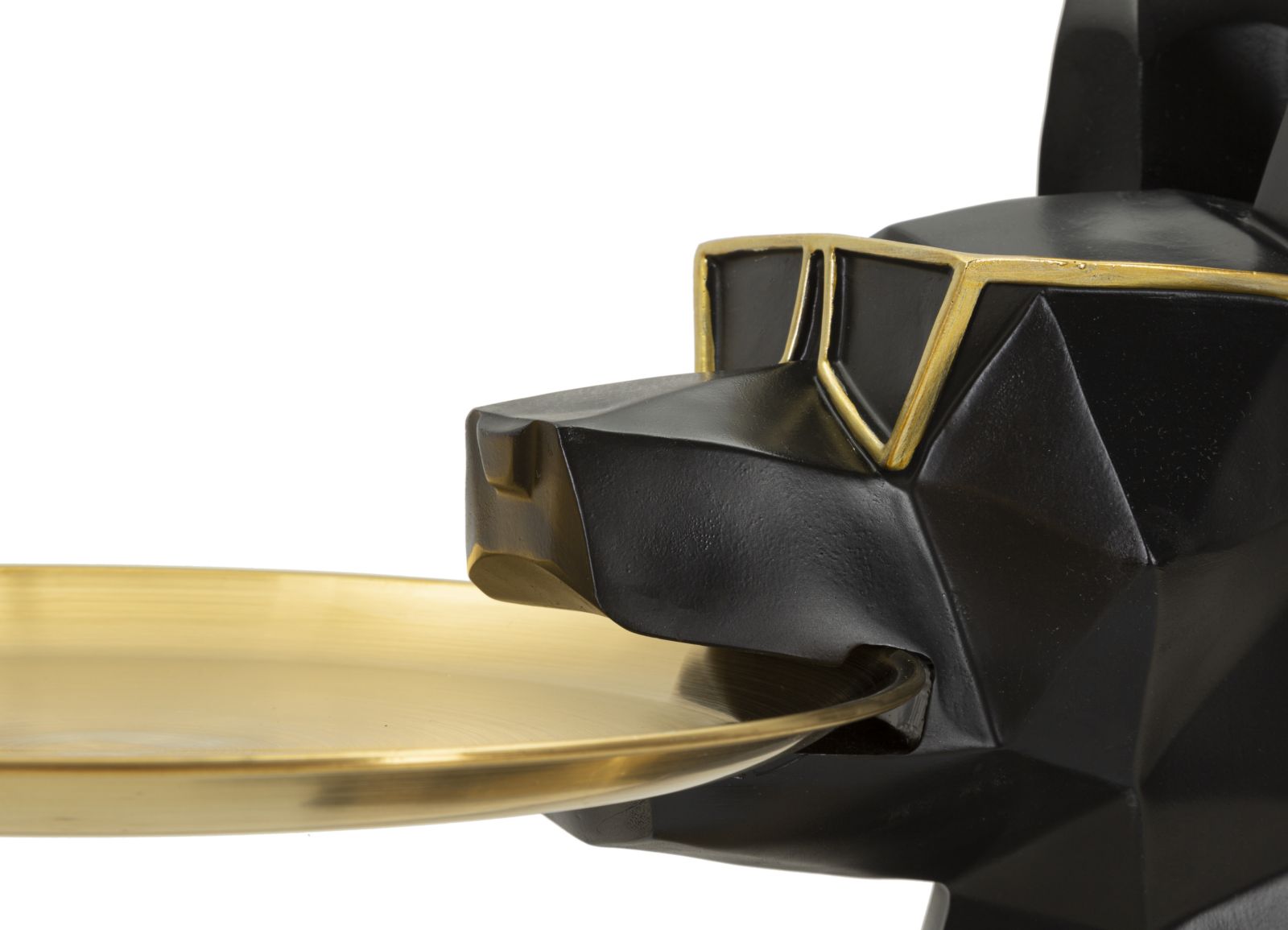 Estátua de Cão Pitbull GLAM – Preto e Dourado – Poliresina e Metal