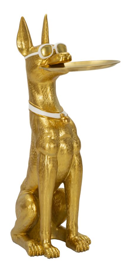 Estátua Muscular de Pitbull – Dourado – Poliresina e Metal