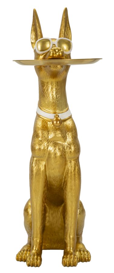 Estátua Muscular de Pitbull – Dourado – Poliresina e Metal