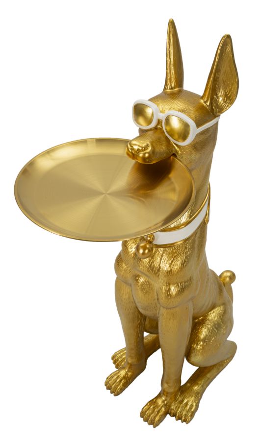 Estátua Muscular de Pitbull – Dourado – Poliresina e Metal