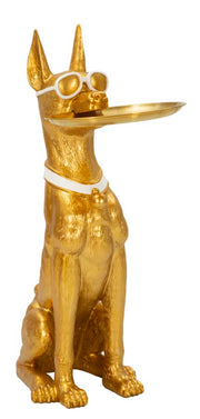 Estátua Muscular de Cão Pitbull GLAM – Dourado – poliresina e metal