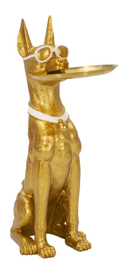 Estátua Muscular de Cão Pitbull GLAM – Dourado – poliresina e metal