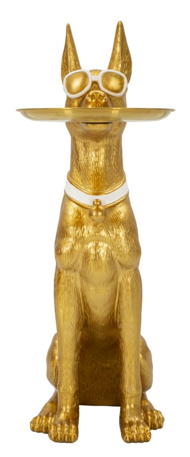 Estátua Muscular de Cão Pitbull GLAM – Dourado – poliresina e metal
