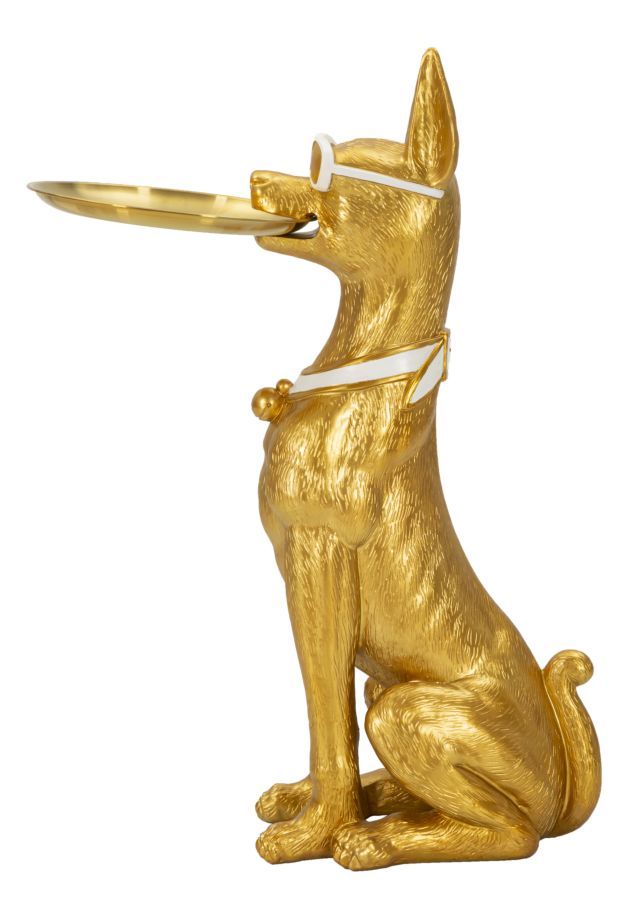 Estátua Muscular de Cão Pitbull GLAM – Dourado – poliresina e metal