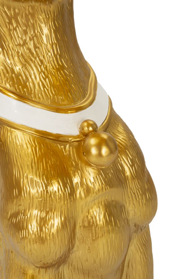 Estátua Muscular de Cão Pitbull GLAM – Dourado – poliresina e metal