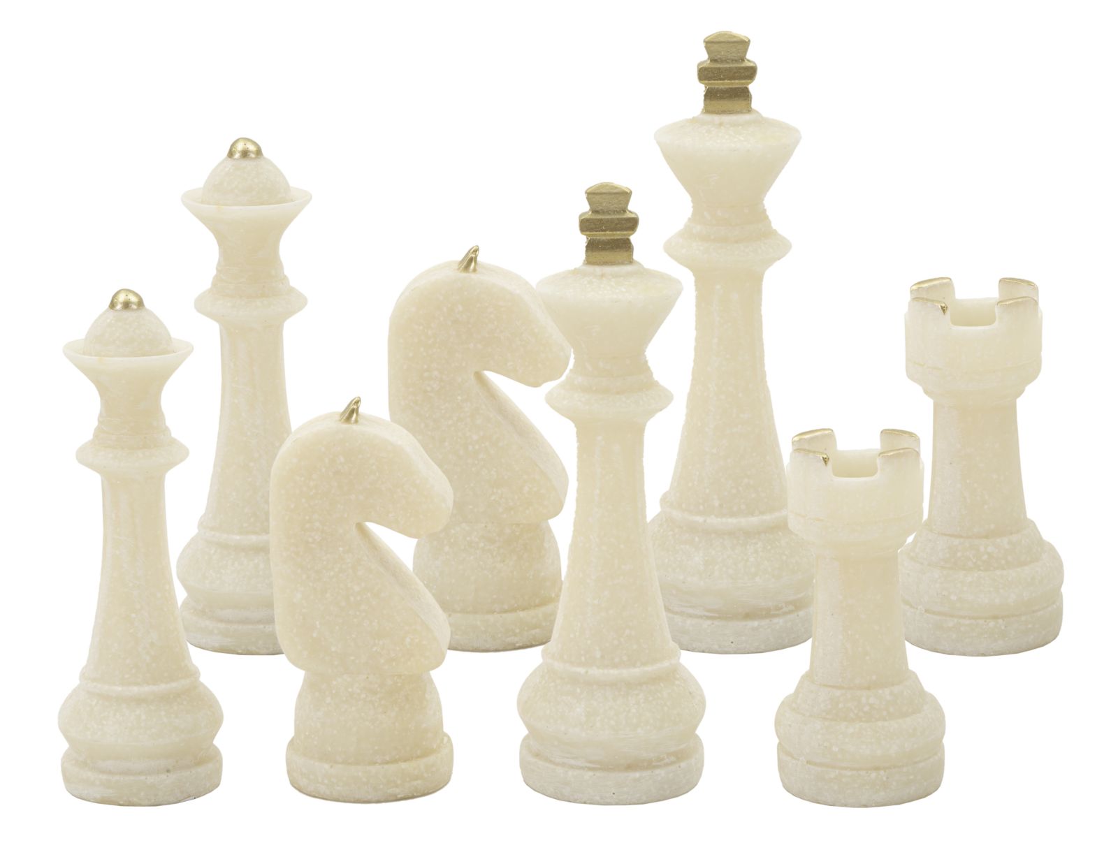 Conjunto de Figuras de Xadrez GLAM – Branco e Dourado