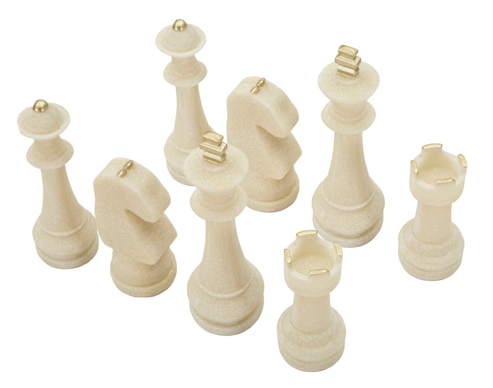 Conjunto de Figuras de Xadrez GLAM – Branco e Dourado