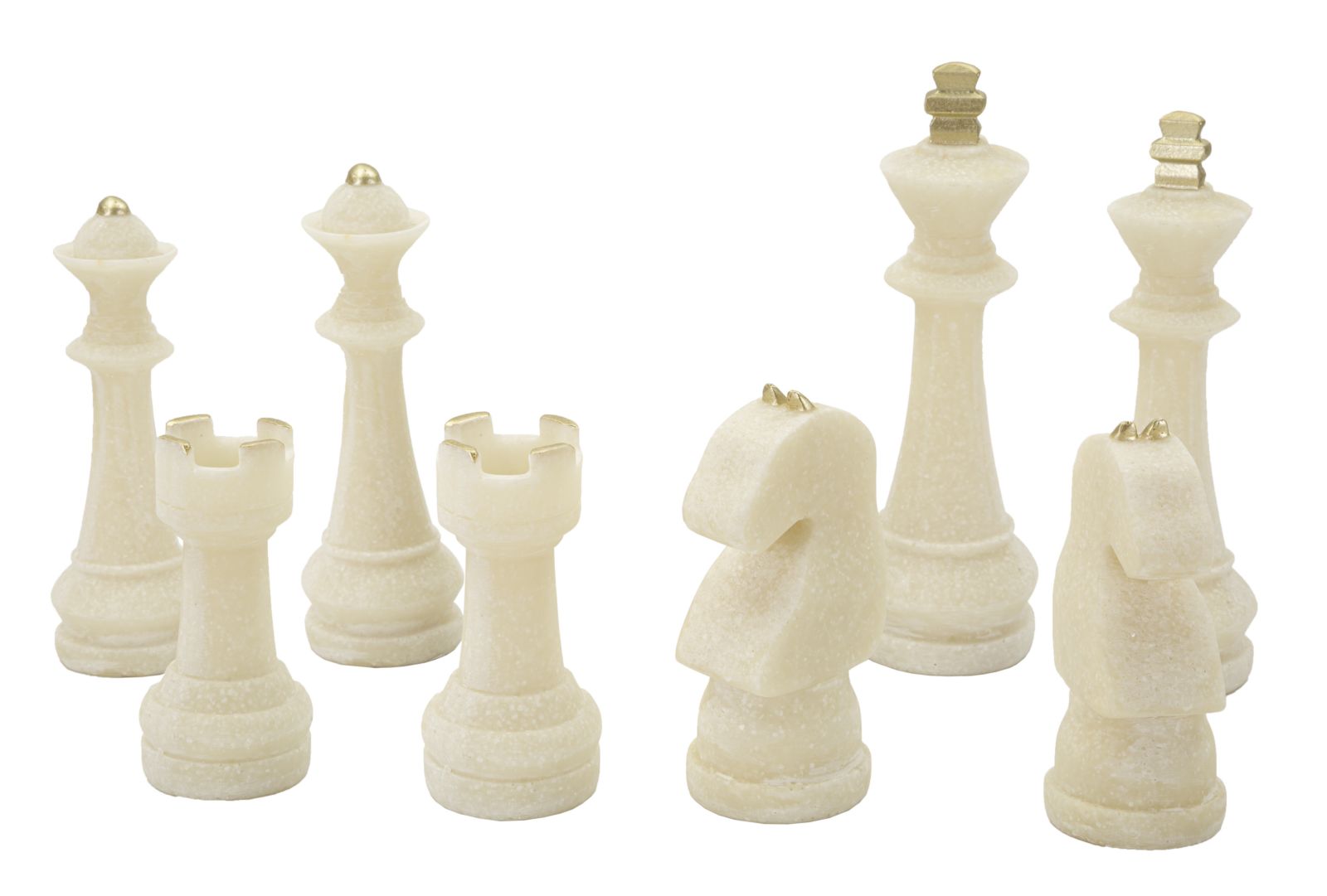 Conjunto de Figuras de Xadrez GLAM – Branco e Dourado