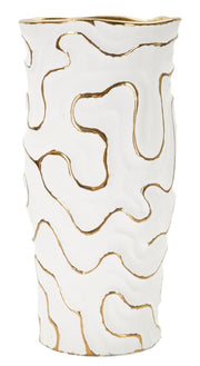 Vaso Cerâmico GLAM – Branco e Dourado