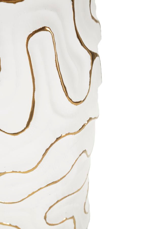Vaso Cerâmico GLAM – Branco e Dourado