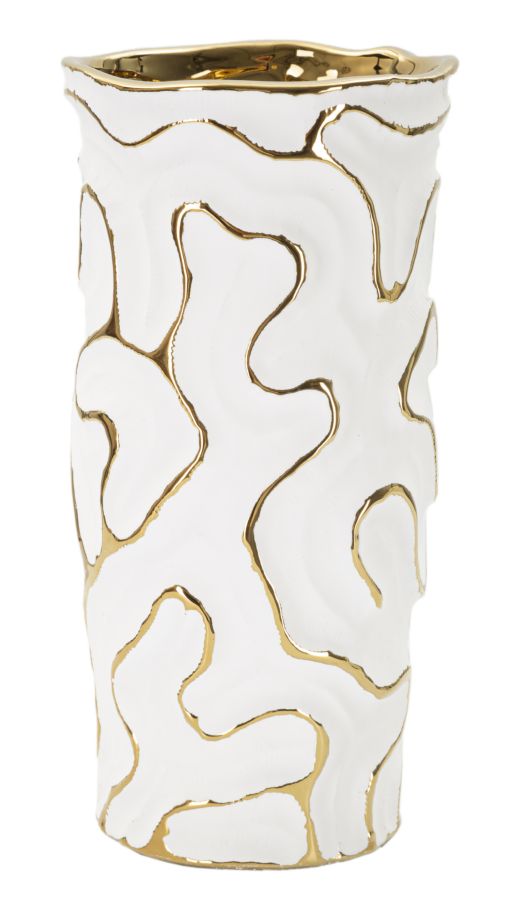 Vaso GLAM – Branco e Dourado