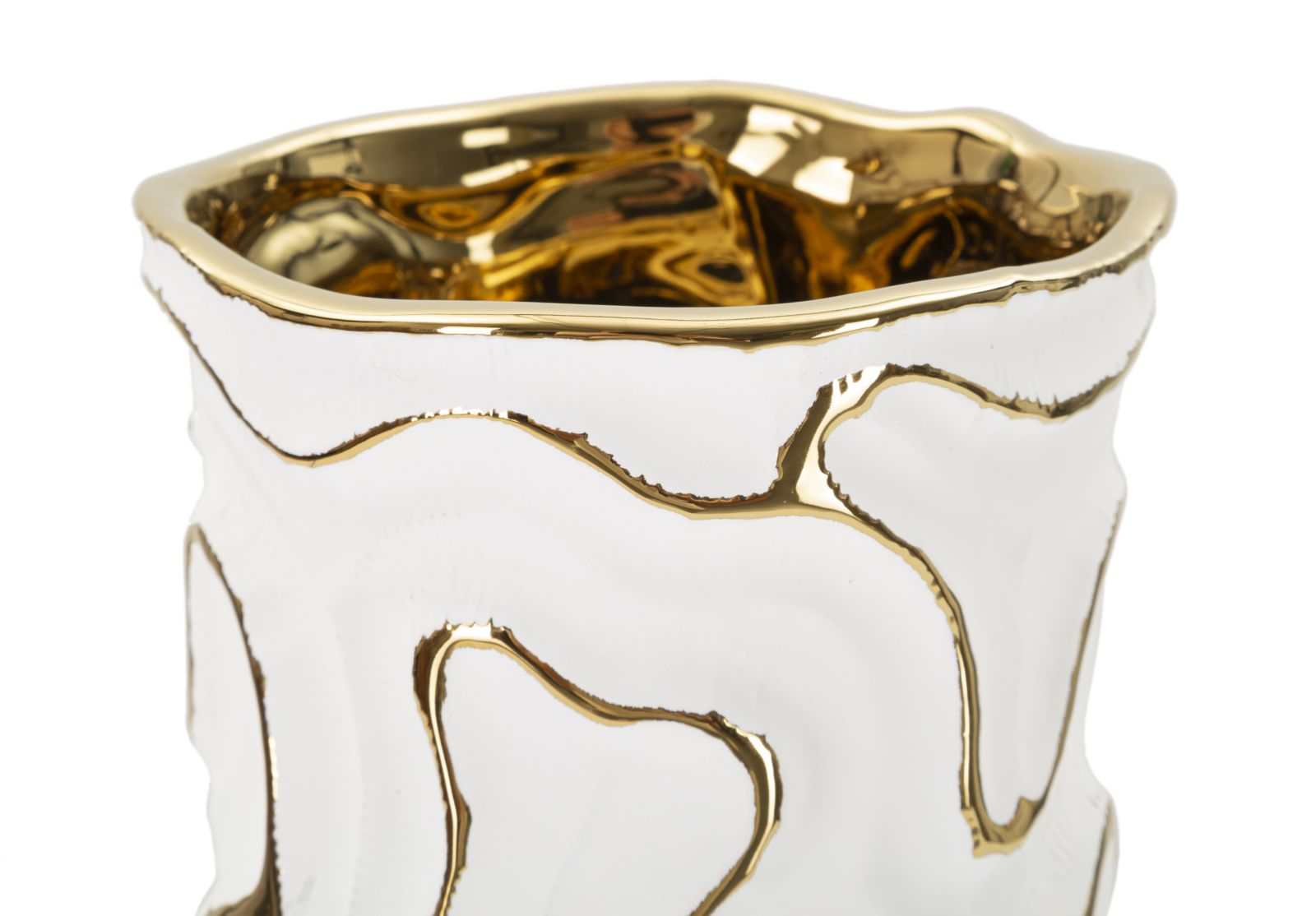 Vaso GLAM – Branco e Dourado