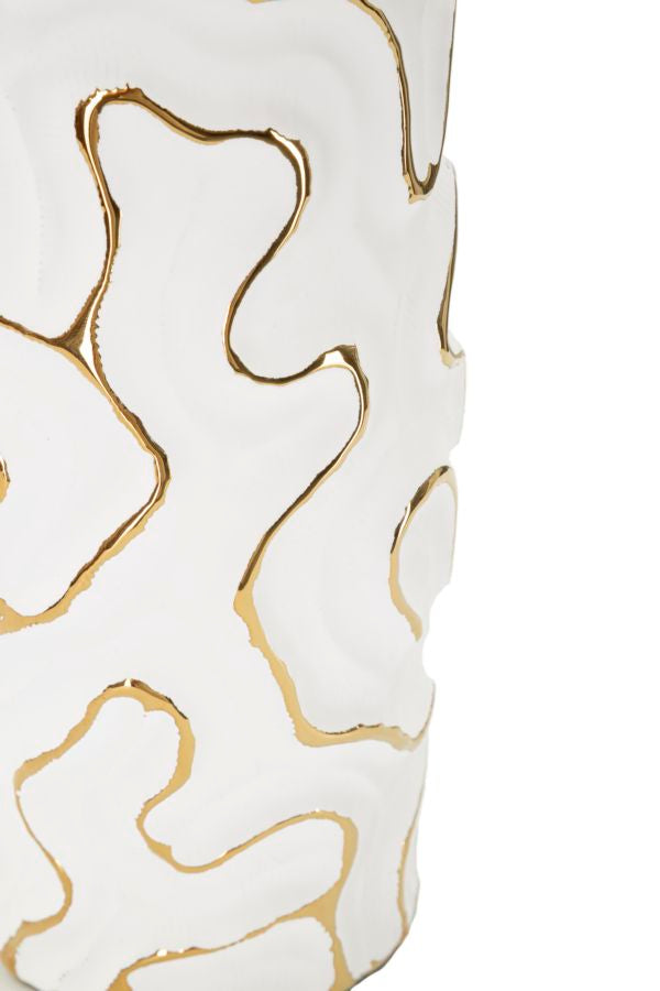 Vaso GLAM – Branco e Dourado