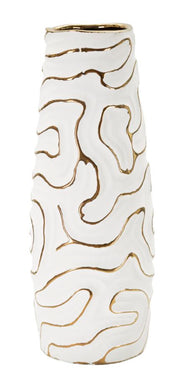 Vaso Cerâmico GLAM – Branco e Dourado