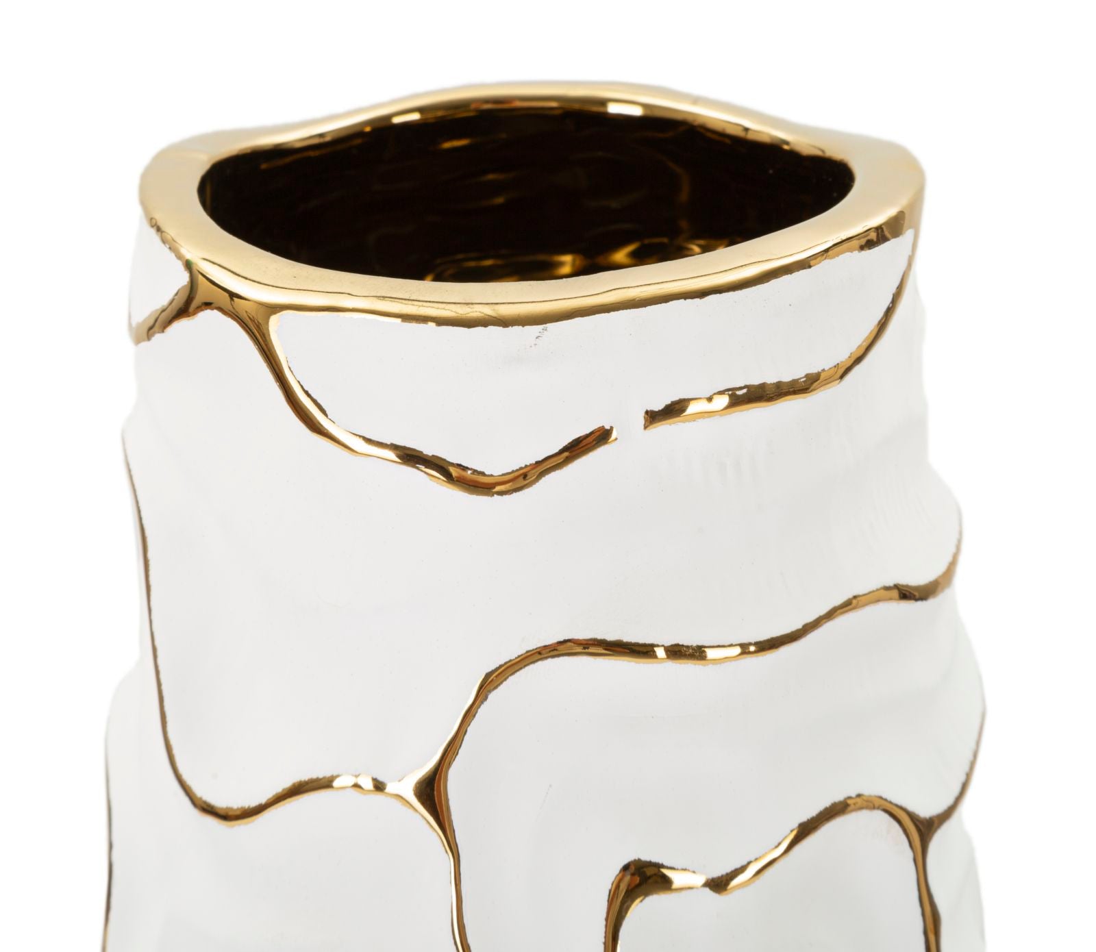 Vaso GLAM – Branco e Dourado