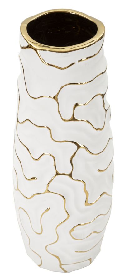 Vaso GLAM – Branco e Dourado