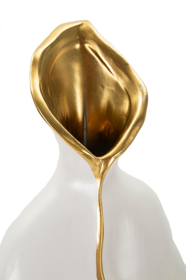 Vaso GLAM – Branco e Dourado