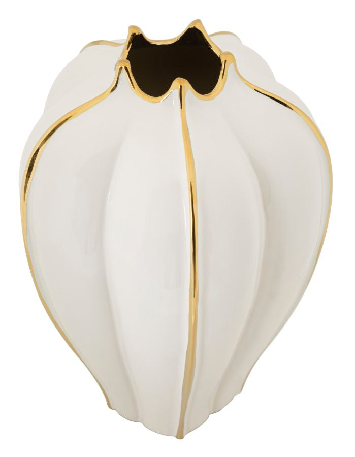 Vaso GLAM – Branco e Dourado