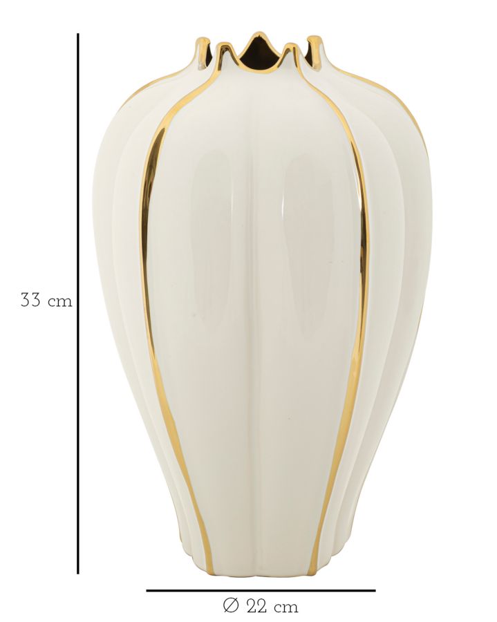 Vaso GLAM – Branco e Dourado