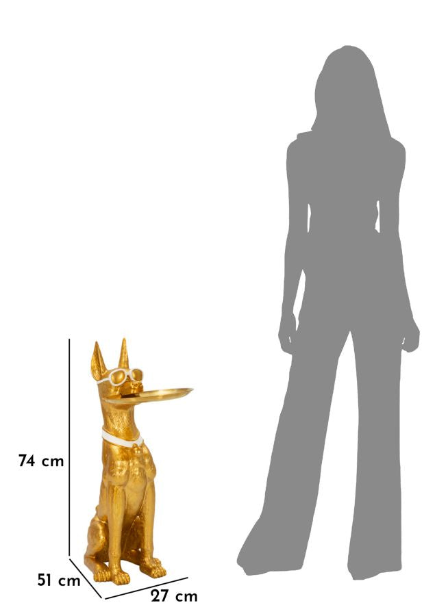 Estátua Muscular de Cão Pitbull GLAM – Dourado – poliresina e metal