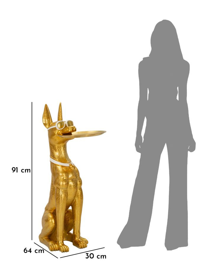 Estátua Muscular de Pitbull – Dourado – Poliresina e Metal