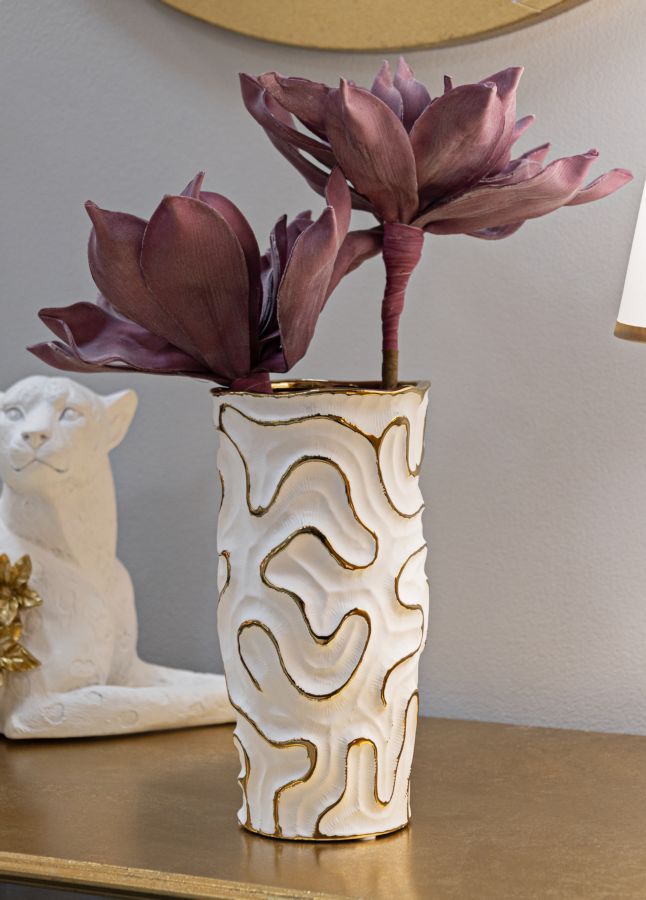 Vaso GLAM – Branco e Dourado