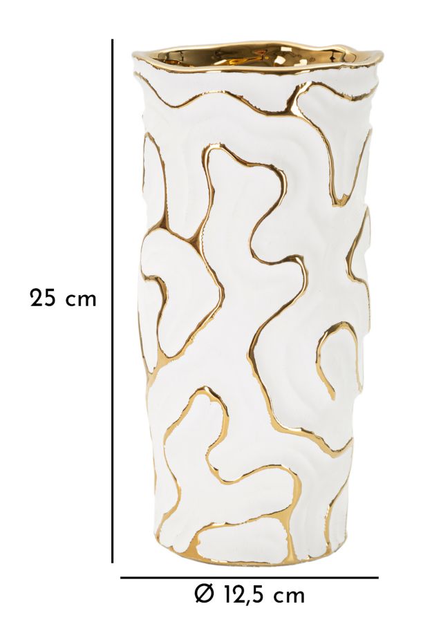 Vaso GLAM – Branco e Dourado