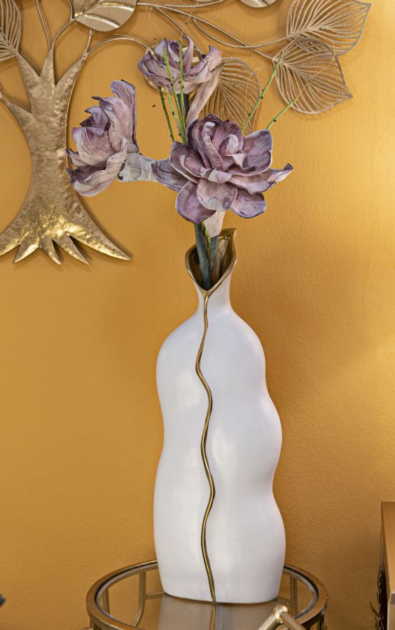 Vaso GLAM – Branco e Dourado