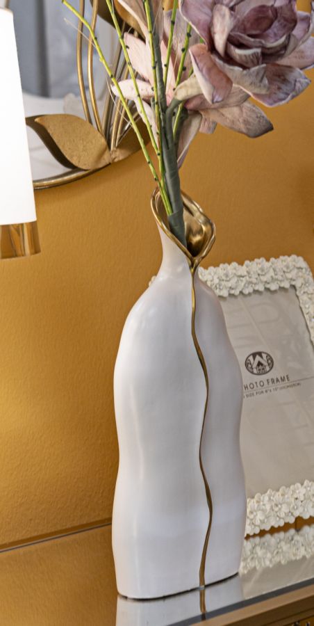 Vaso GLAM – Branco e Dourado