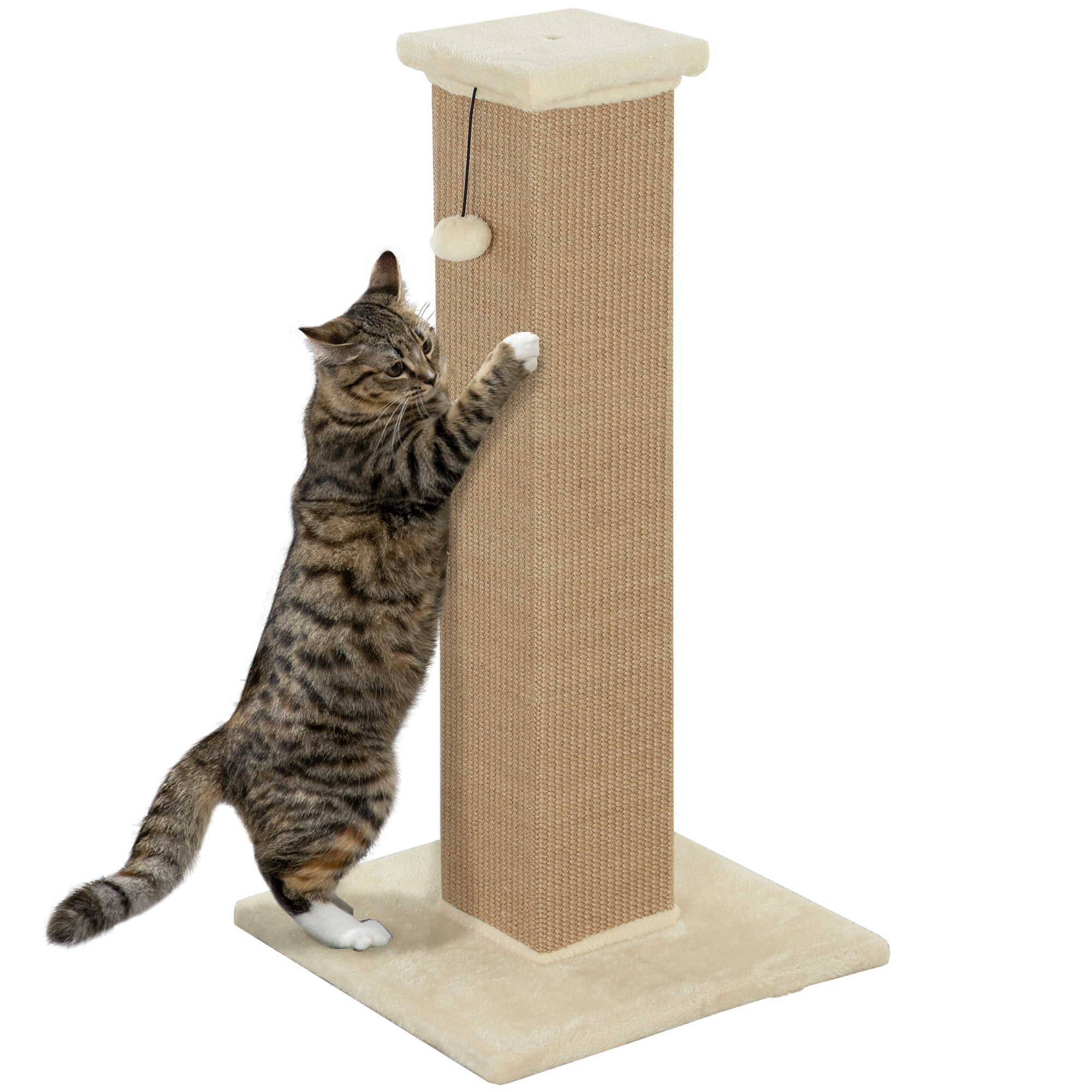 Poste Arranhador para Gatos Bege 41x41x81 cm - Diversão e Conforto para o seu Felino