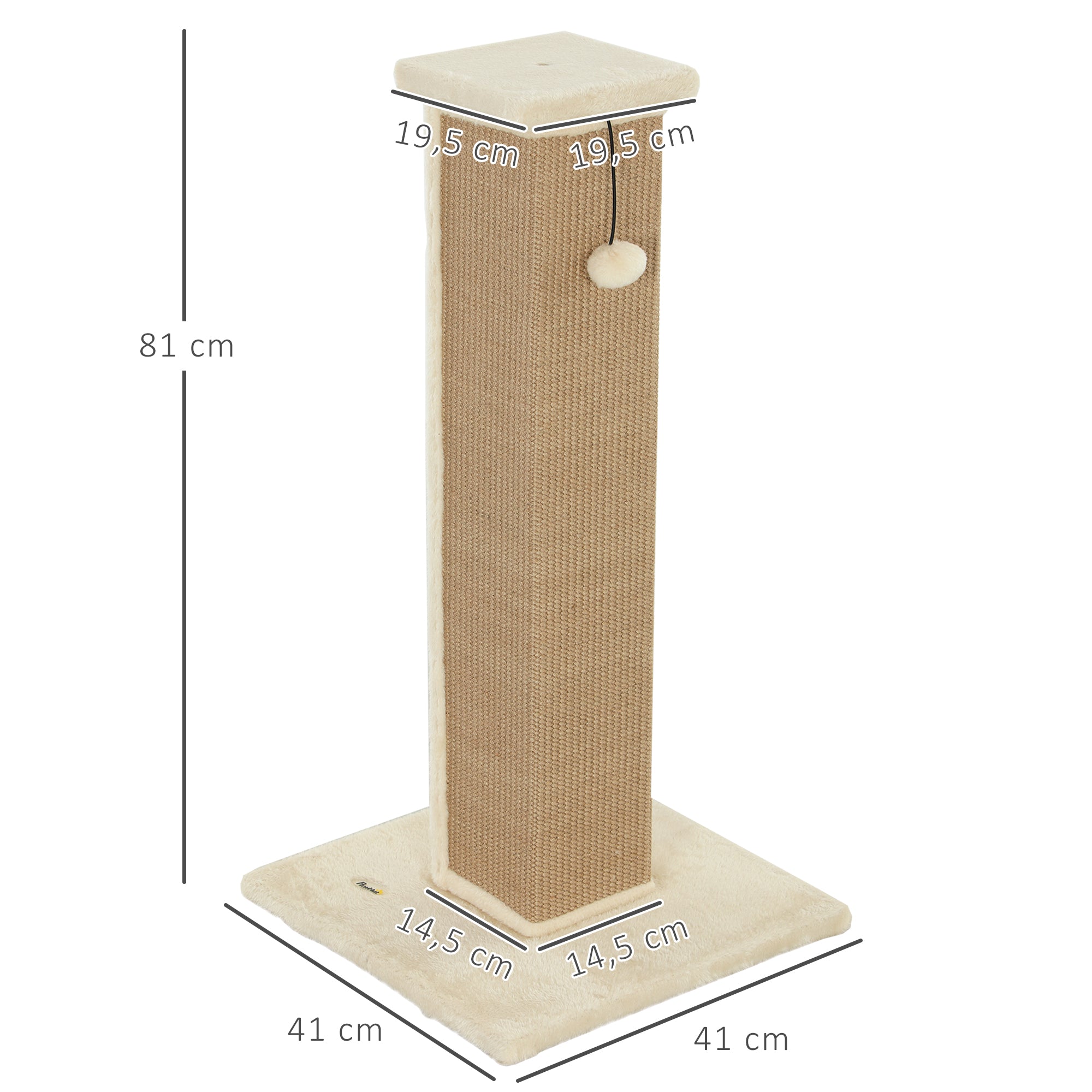 Poste Arranhador para Gatos Bege 41x41x81 cm - Diversão e Conforto para o seu Felino