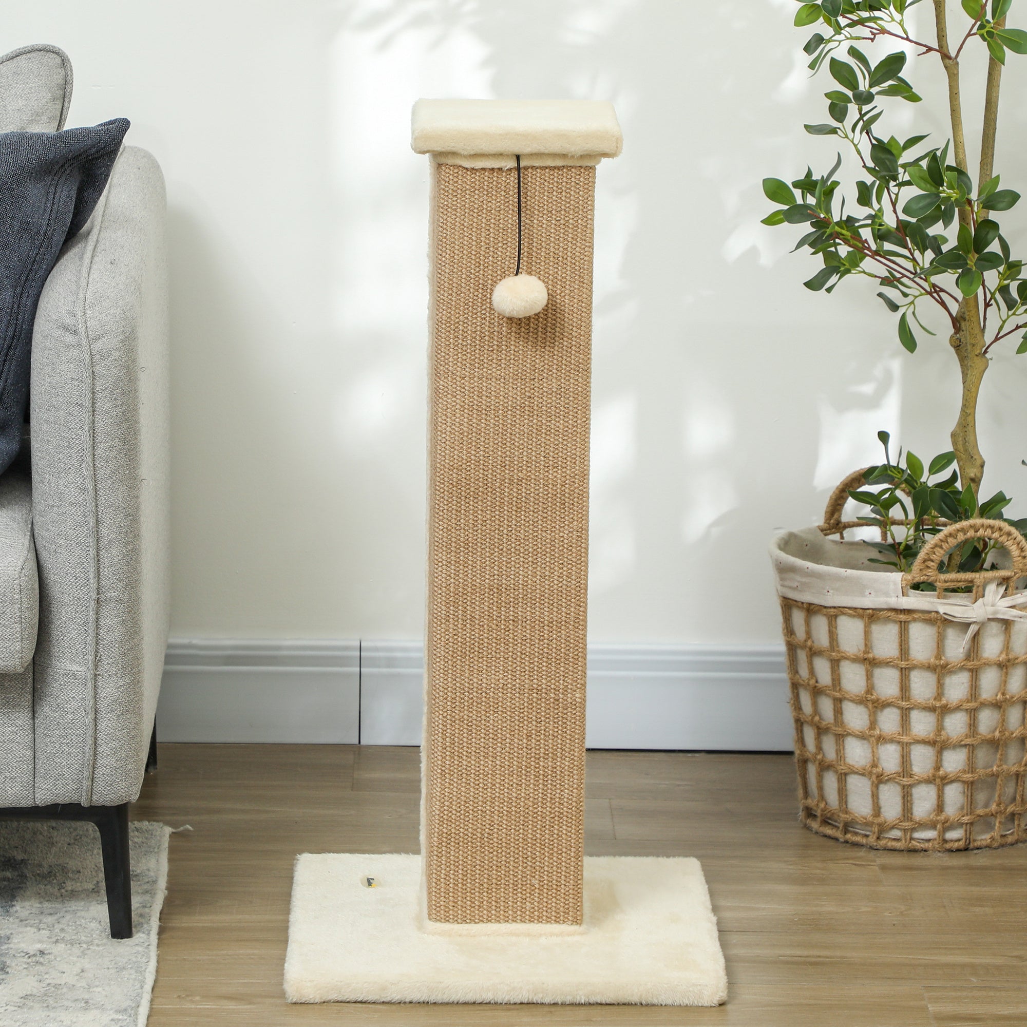 Poste Arranhador para Gatos Bege 41x41x81 cm - Diversão e Conforto para o seu Felino