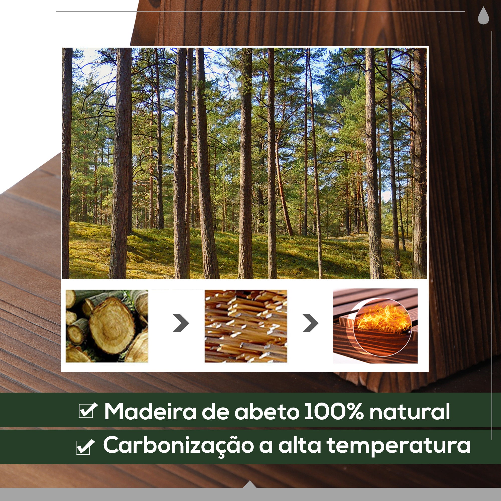 Fonte de Água em Madeira Carbonizada de 2 Níveis Ø44,5x58,5 cm