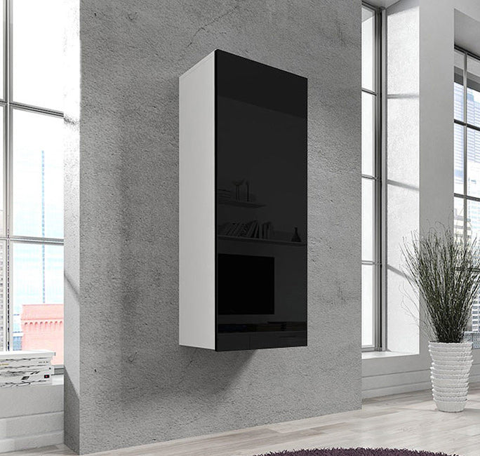 Armário suspenso modelo Nerea V1 (40x126cm) em branco e preto