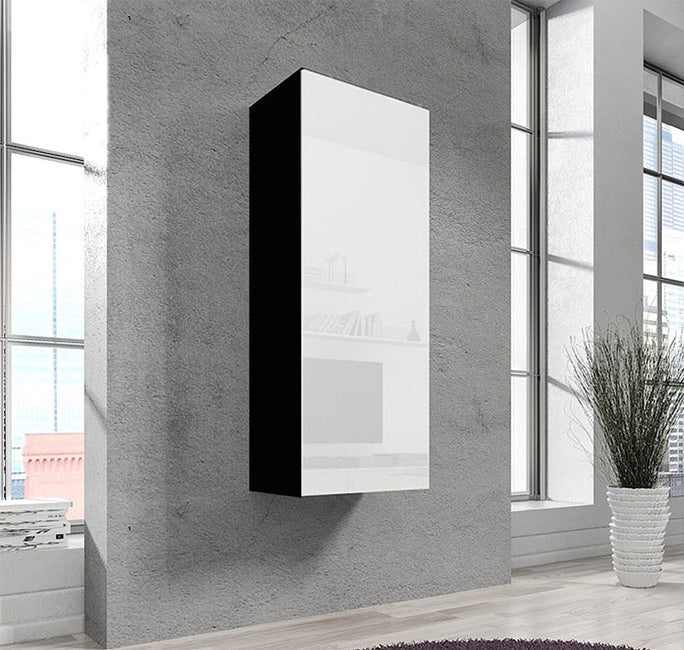 Armário pendurado modelo Nerea V1 (40x126cm) em preto e branco