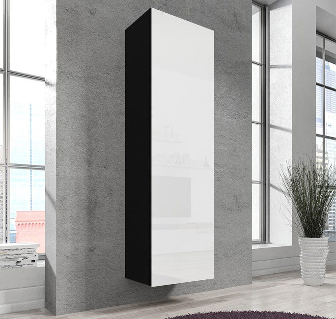 Armário Expositor Modelo Nerea V4 (40x170cm) em Preto e Branco