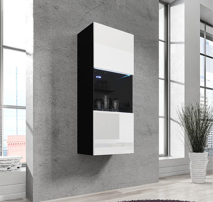 Vitrina Pendente Modelo Nerea V3 (40x126cm) em Preto e Branco