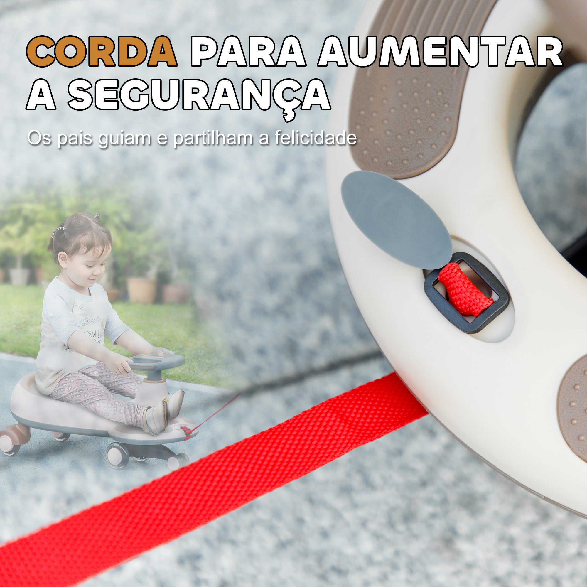 Carrinho Gira Gira para Crianças 69x31x36 cm - Cor Cáqui, Marrom e Preto