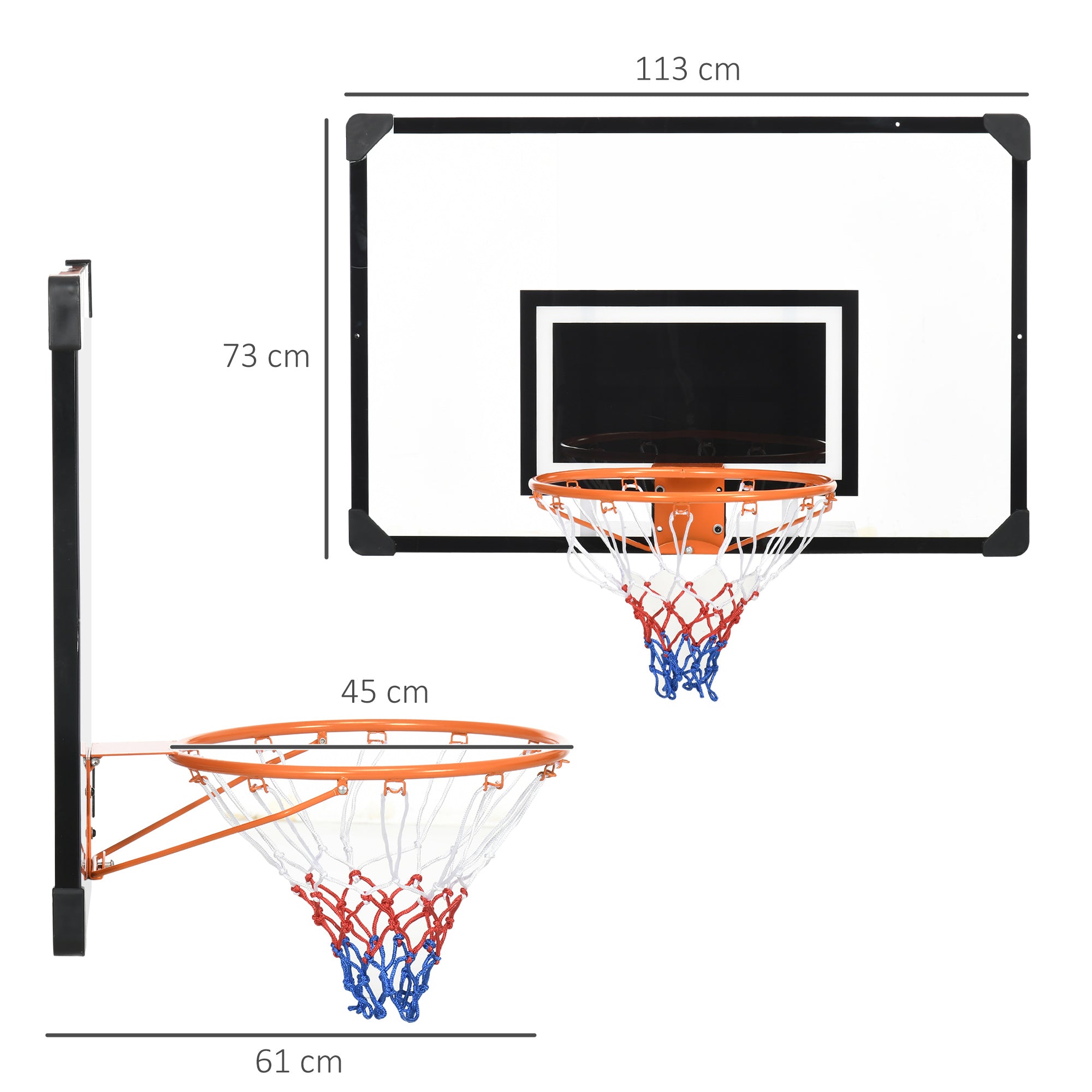 Tabela de Basquetebol 113x61x73 cm - Cor Preto