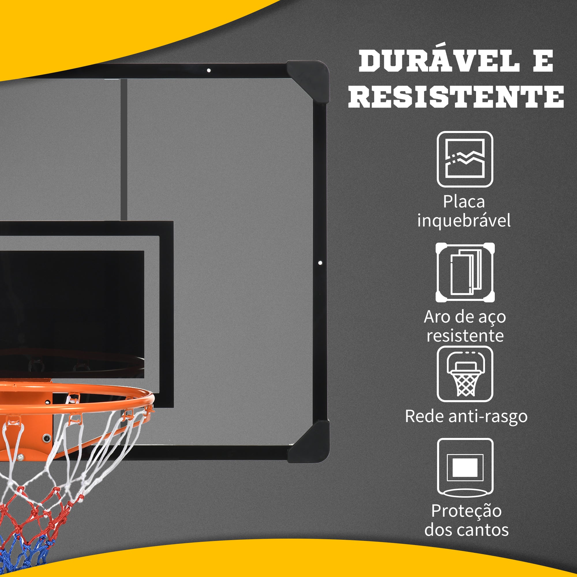 Tabela de Basquetebol 113x61x73 cm - Cor Preto