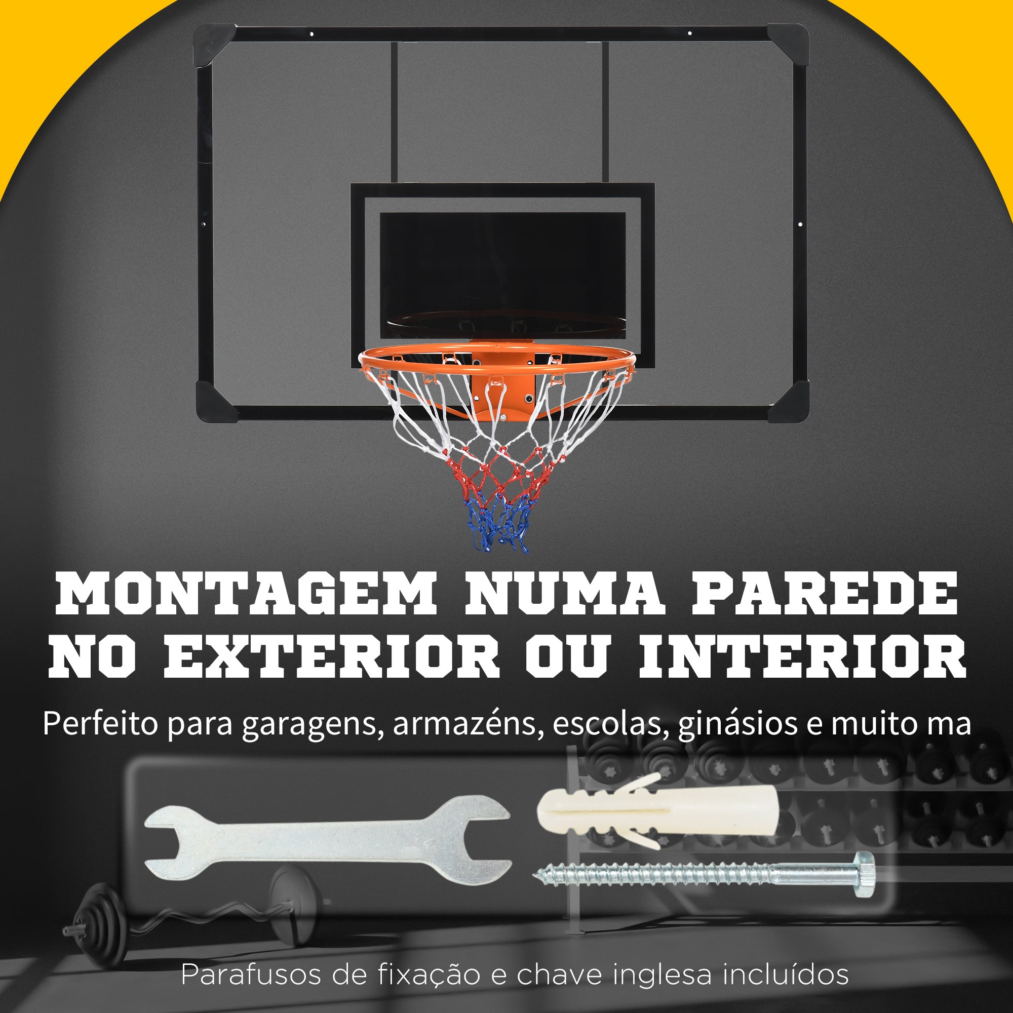 Tabela de Basquetebol 113x61x73 cm - Cor Preto