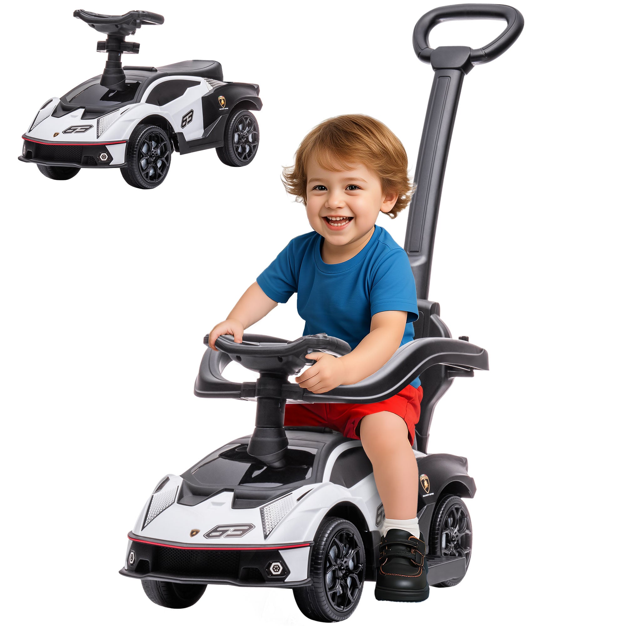 Carro Andador Infantil 2 em 1 Branco 86,5x40x89,5 cm