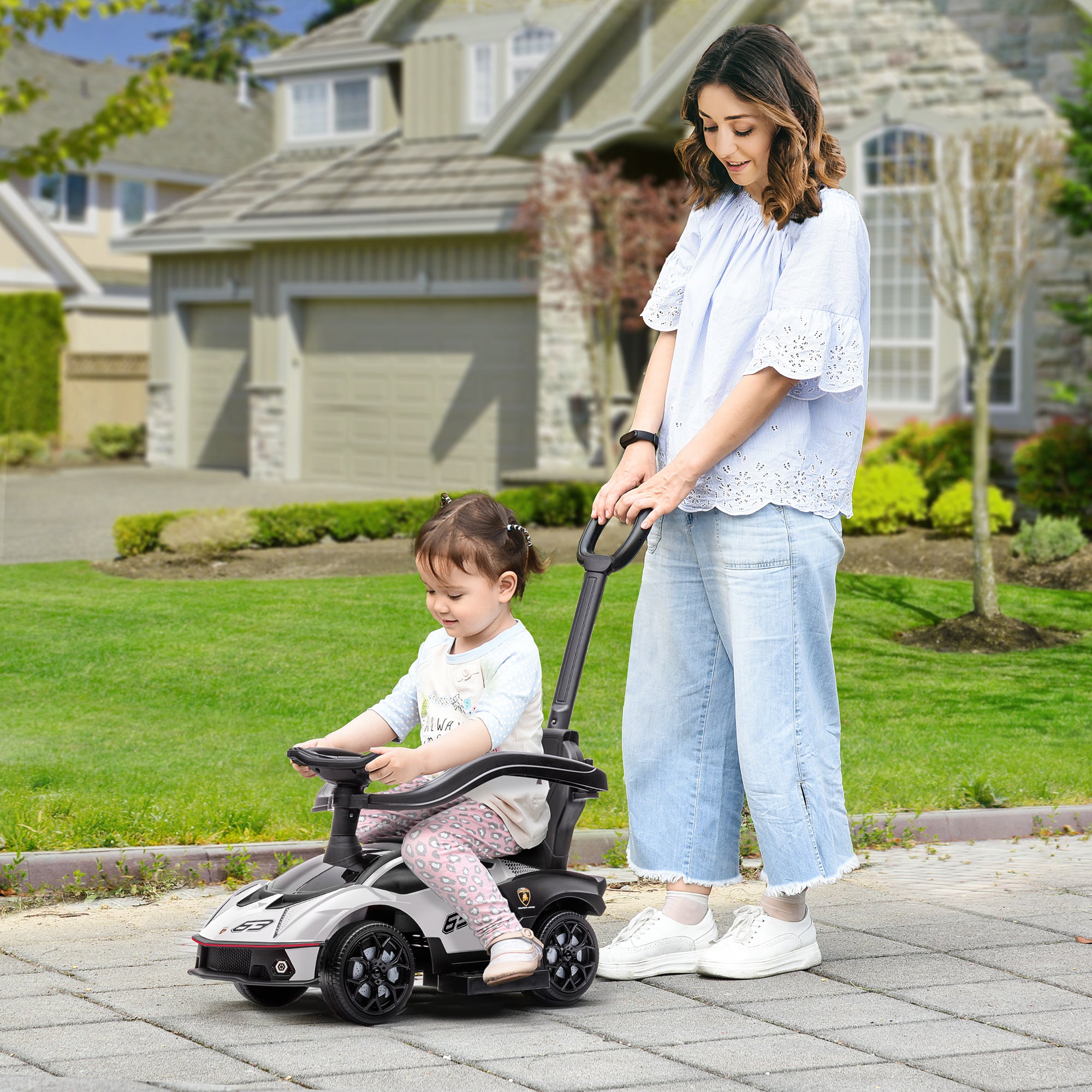 Carro Andador Infantil 2 em 1 Branco 86,5x40x89,5 cm