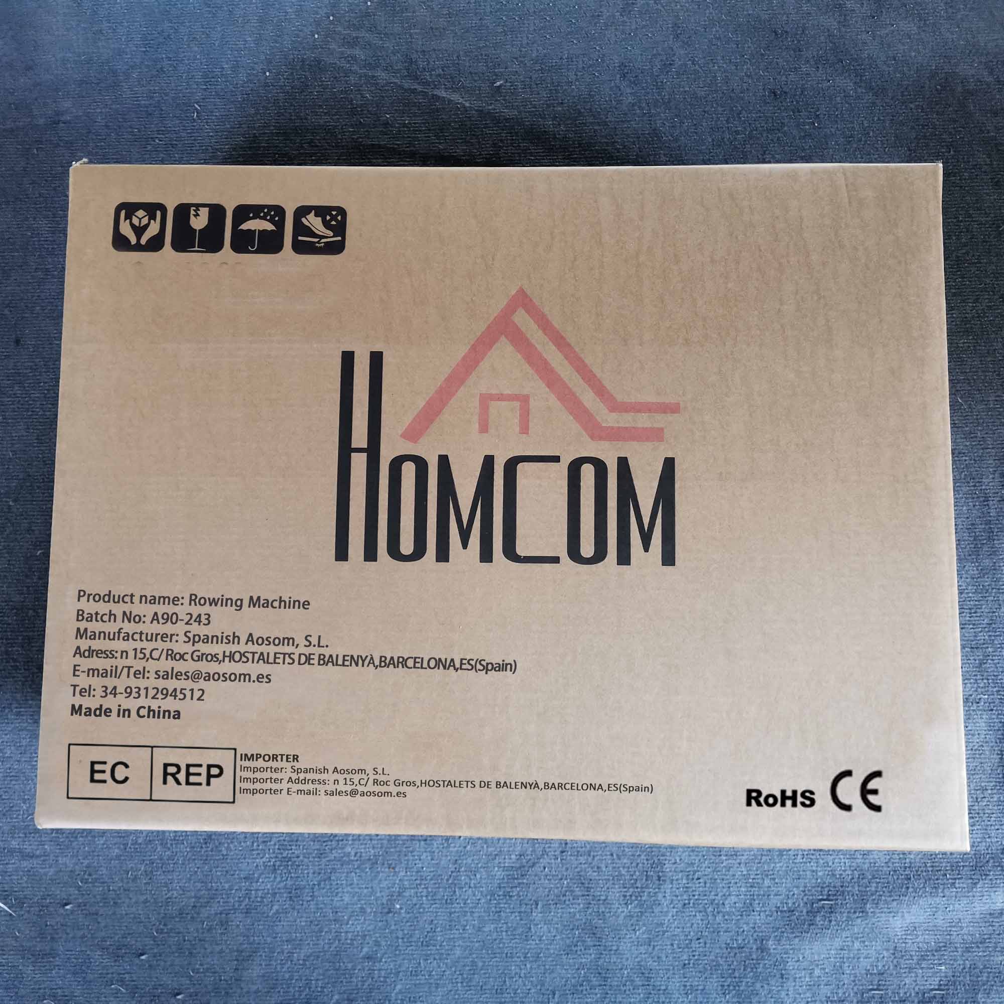 Máquina de Remo Dobrável 185x58x57cm Preto e Prata