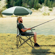 Cadeira de Campismo com Guarda-Sol e Assento e Encosto Acolchoados Bolsa de Transporte Portátil para Piquenique Pesca Campismo 62 x 65 x 96 cm Verde