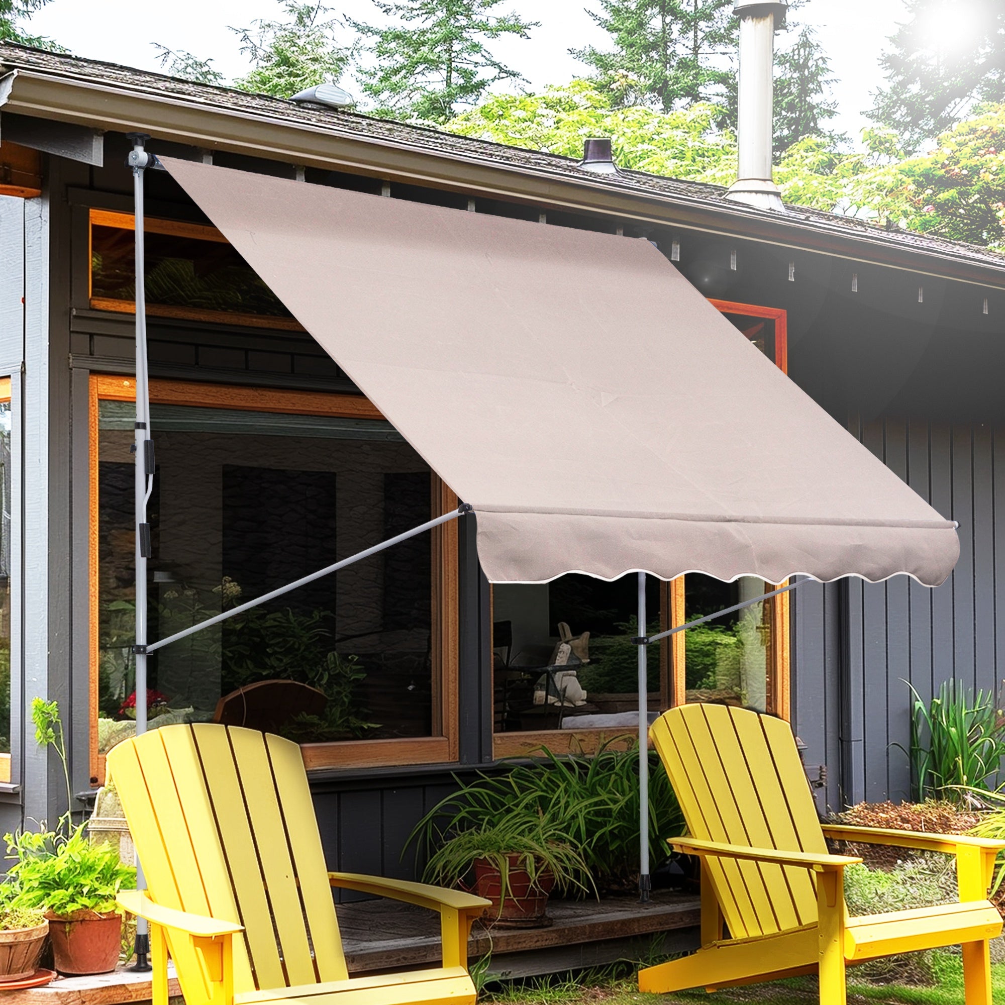 Toldo Manual Retrátil 200x150 cm Bege - Proteção Solar para Varanda