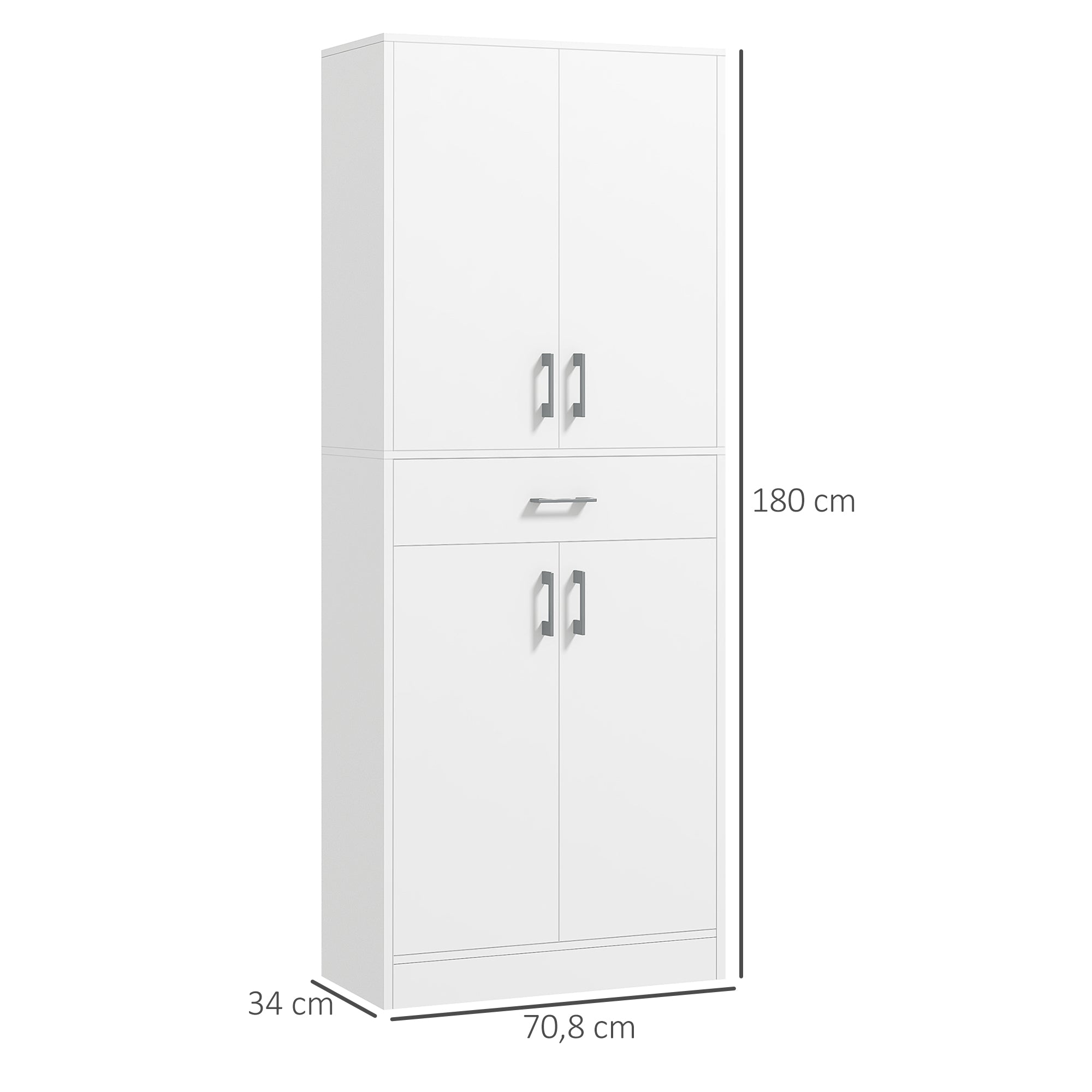 Armário de Cozinha Branco 70,8x34x180 cm - Organização e Elegância para sua Casa