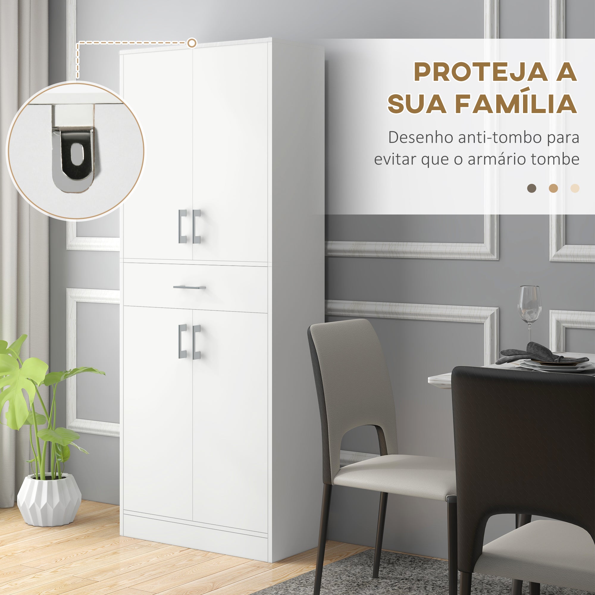 Armário de Cozinha Branco 70,8x34x180 cm - Organização e Elegância para sua Casa