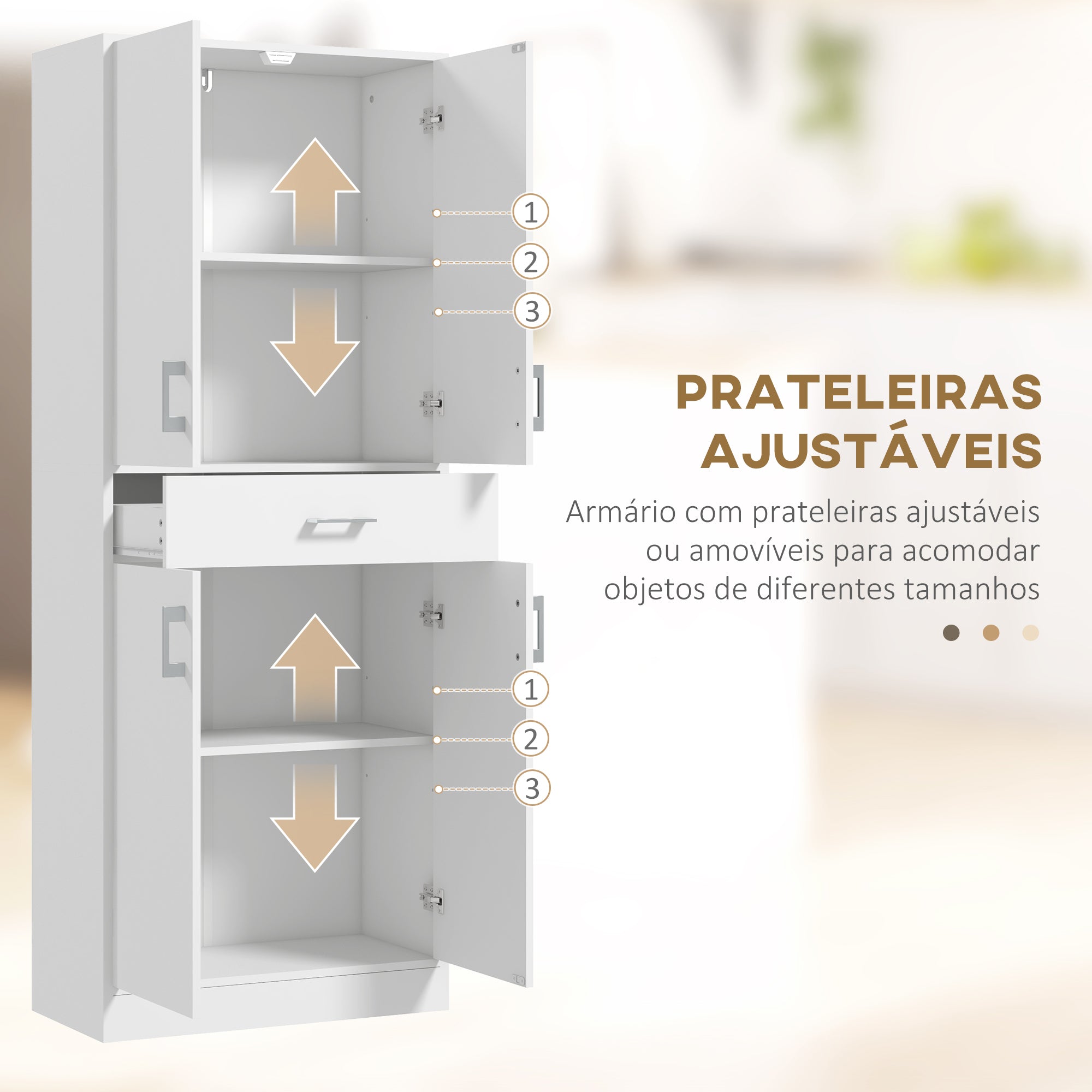 Armário de Cozinha Branco 70,8x34x180 cm - Organização e Elegância para sua Casa